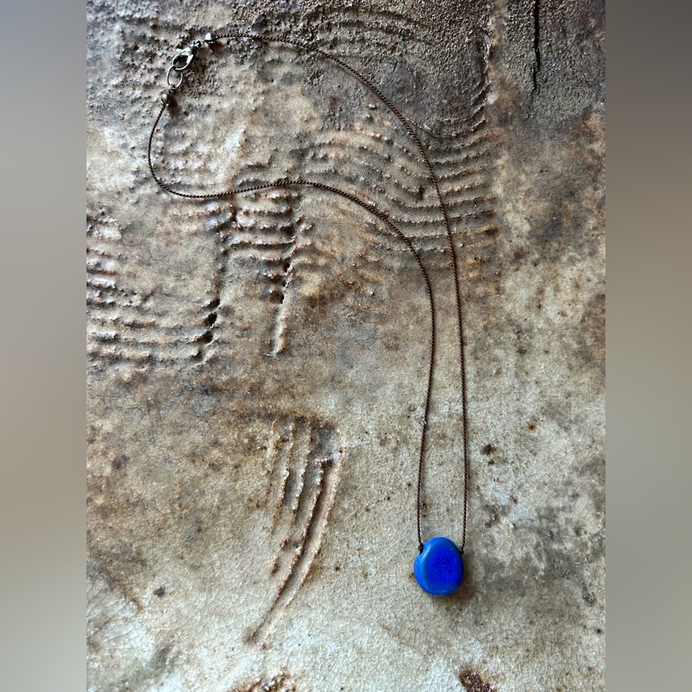 Handmade Ceramic Blue Pendant Necklace